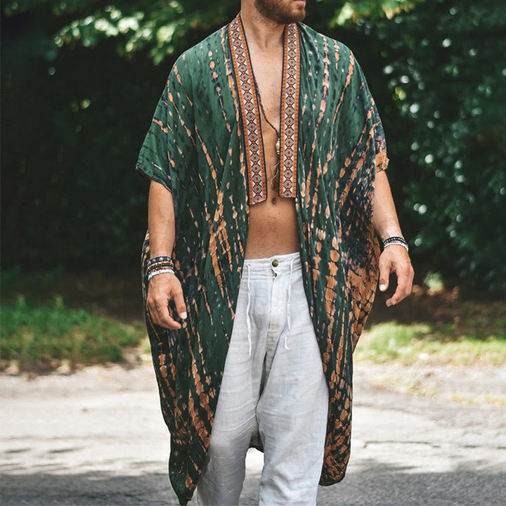 Olivenorma Mens Loose Open Front Beach Robe Cardigan - Green - 4XL - image 0