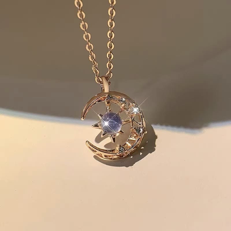 Olivenorma Celestial Dainty Moon Moonstone Necklace - Gold - image 1