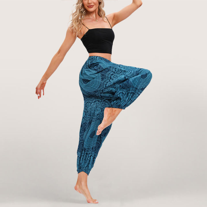 Olivenorma Flowy Boho Print Women's Elastic Waist Harem Pants - image 10