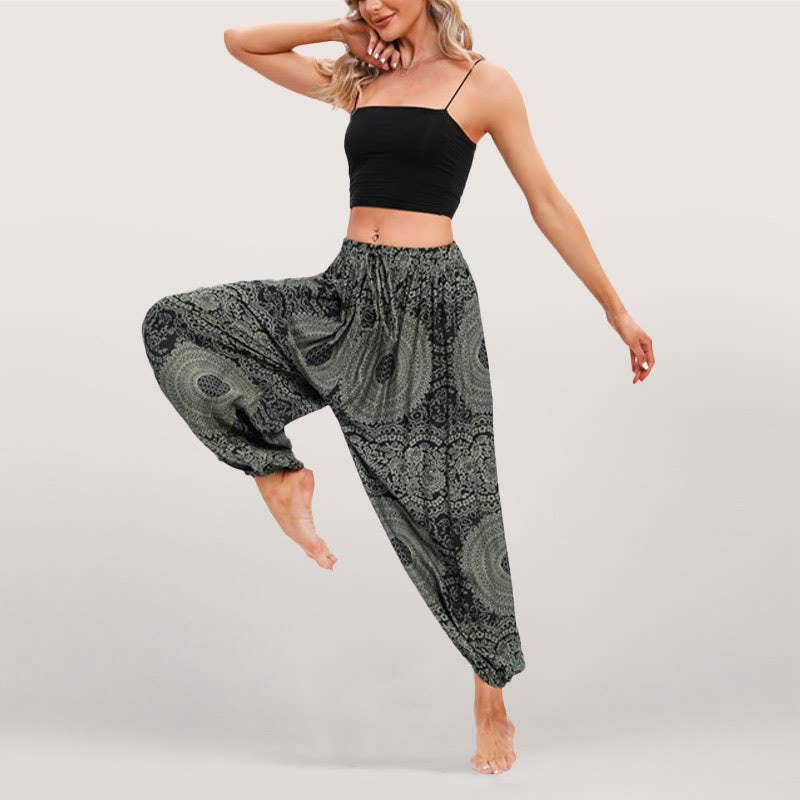 Olivenorma Flowy Boho Print Women's Elastic Waist Harem Pants - image 2