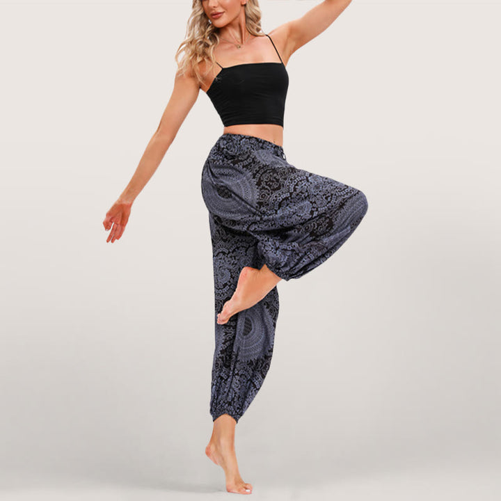 Olivenorma Flowy Boho Print Women's Elastic Waist Harem Pants - image 6