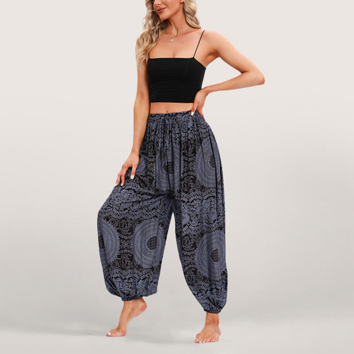 Olivenorma Flowy Boho Print Women's Elastic Waist Harem Pants - image 7