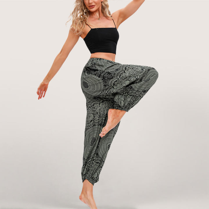 Olivenorma Flowy Boho Print Women's Elastic Waist Harem Pants - image 3