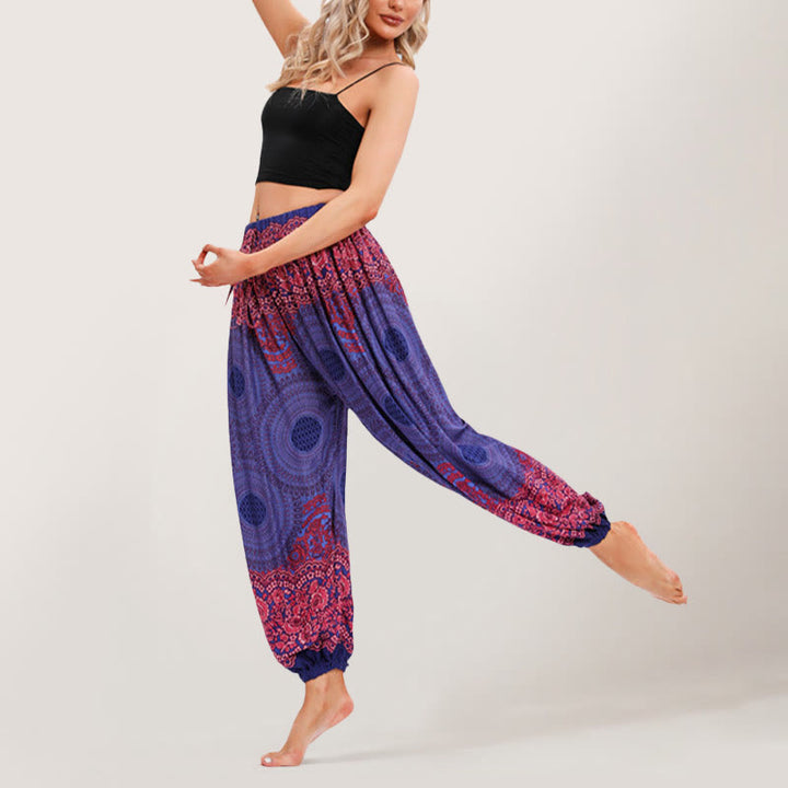 Olivenorma Vibrant Boho Mandala Women's Elastic Waist Harem Pants - image 9