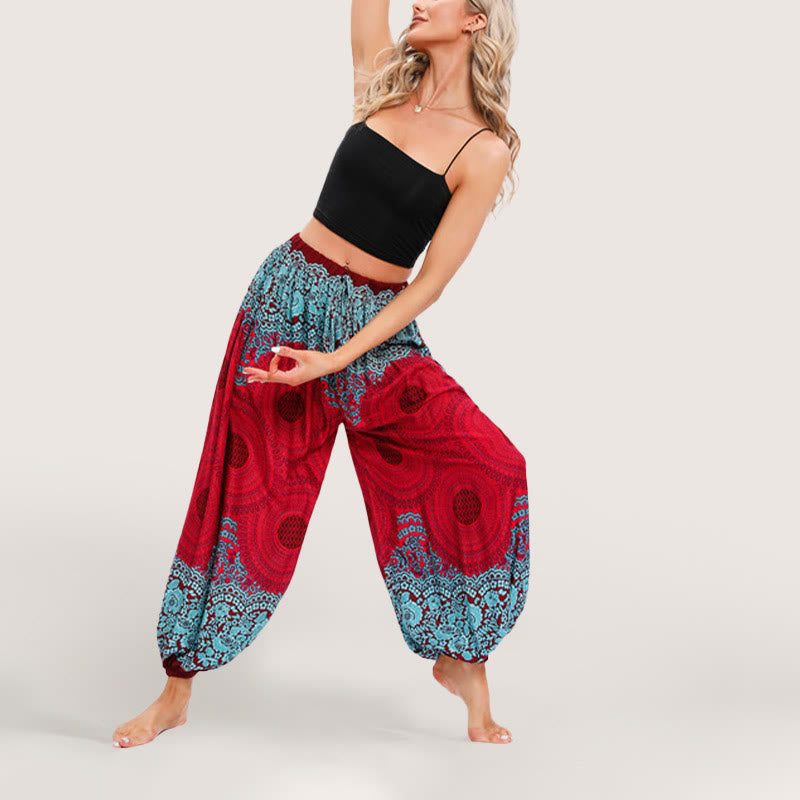 Olivenorma Vibrant Boho Mandala Women's Elastic Waist Harem Pants - image 13
