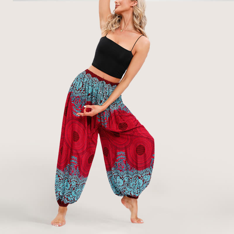 Olivenorma Vibrant Boho Mandala Women's Elastic Waist Harem Pants - image 16