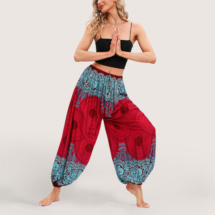 Olivenorma Vibrant Boho Mandala Women's Elastic Waist Harem Pants - image 15