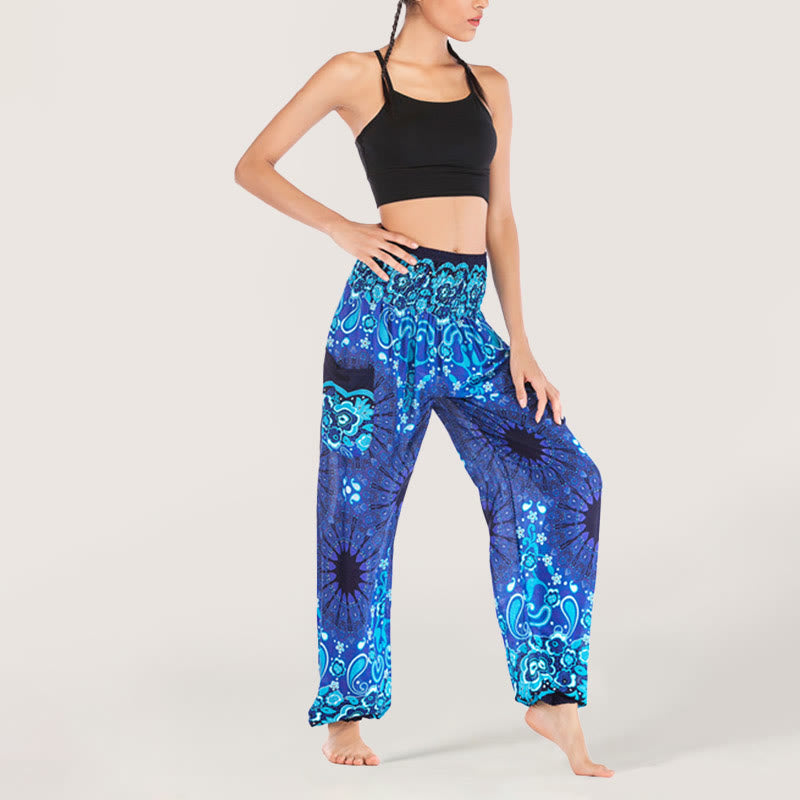 Olivenorma Mandala Snowflake Print Viscose Women's Elastic Waist Harem Pants - image 19