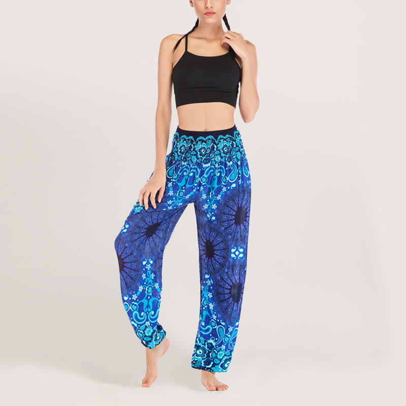 Olivenorma Mandala Snowflake Print Viscose Women's Elastic Waist Harem Pants - image 22
