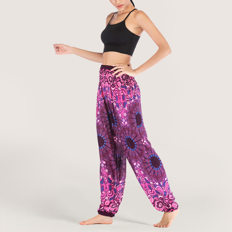 Olivenorma Mandala Snowflake Print Viscose Women's Elastic Waist Harem Pants - image 32