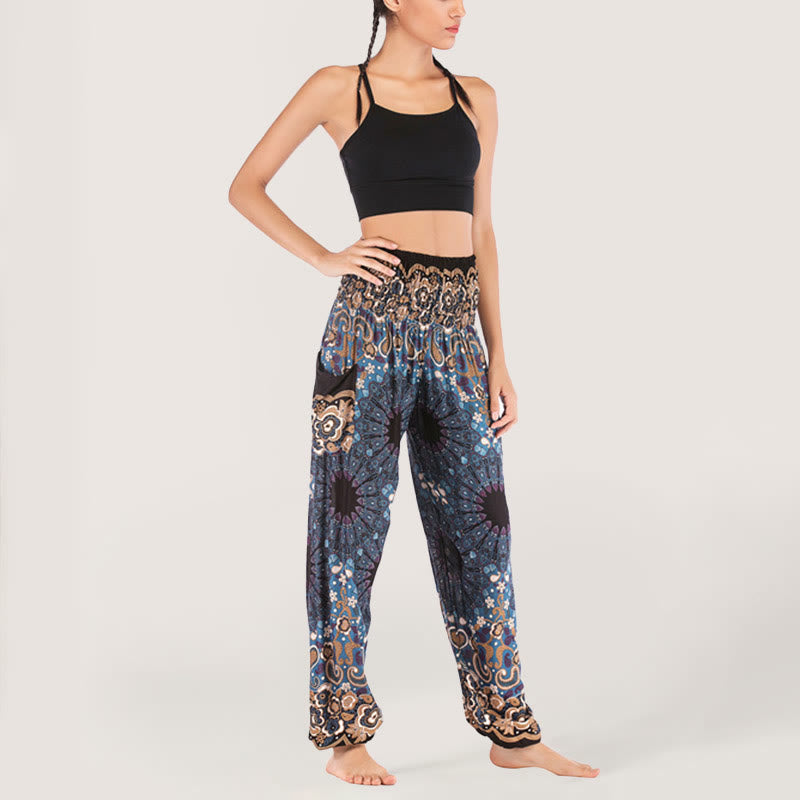 Olivenorma Mandala Snowflake Print Viscose Women's Elastic Waist Harem Pants - image 8