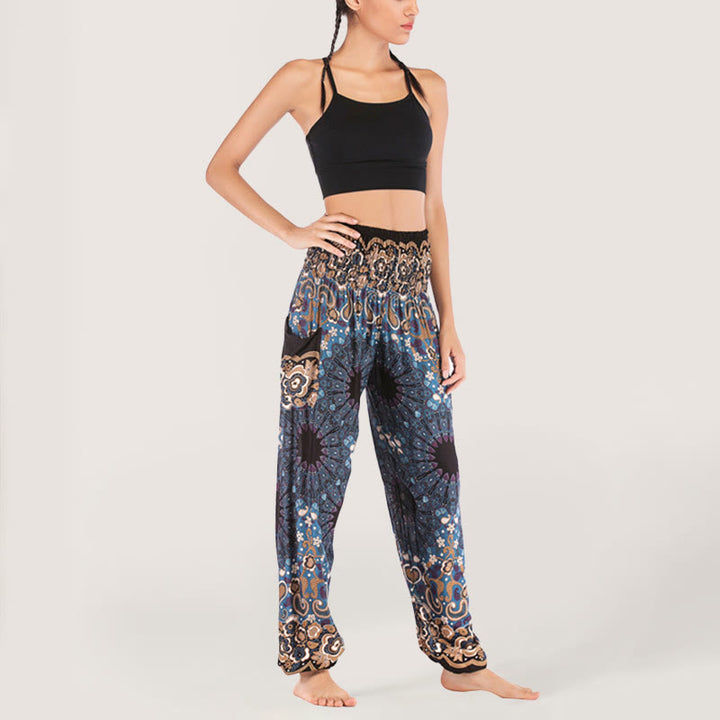 Olivenorma Mandala Snowflake Print Viscose Women's Elastic Waist Harem Pants - image 8