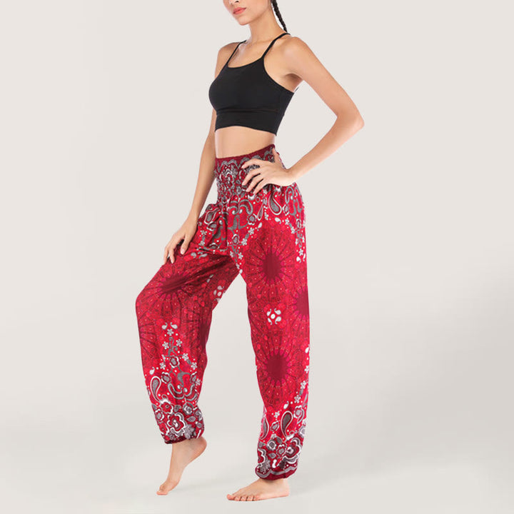 Olivenorma Mandala Snowflake Print Viscose Women's Elastic Waist Harem Pants - image 37