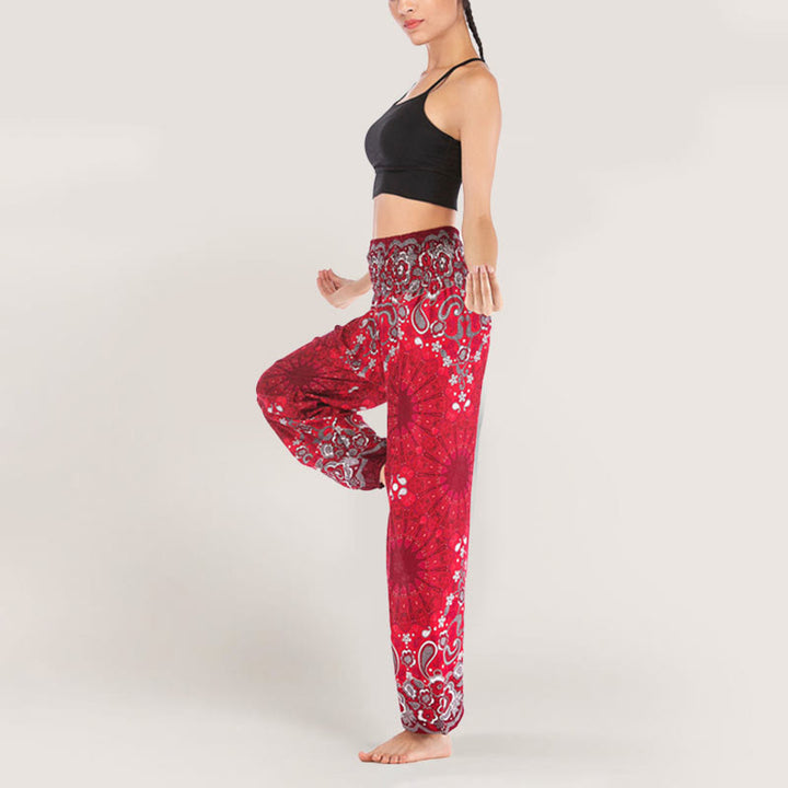 Olivenorma Mandala Snowflake Print Viscose Women's Elastic Waist Harem Pants - image 36