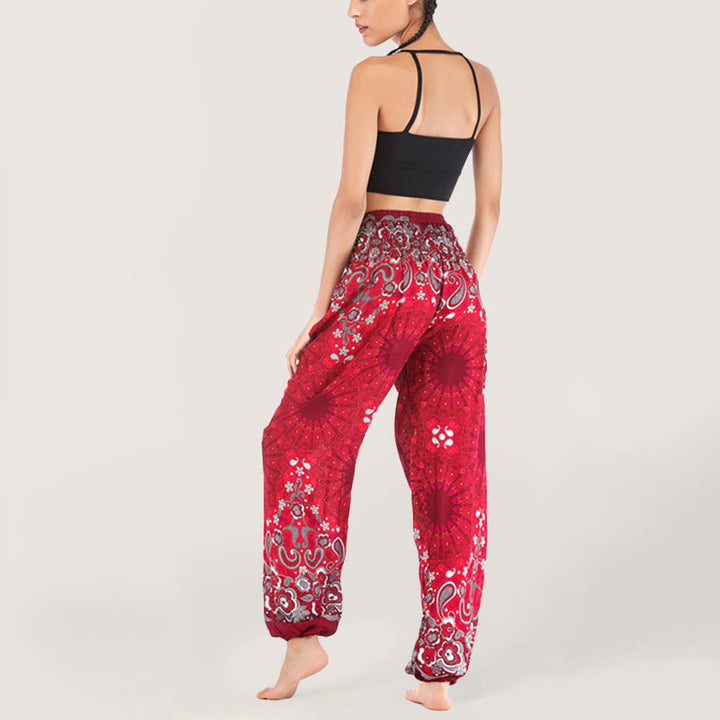 Olivenorma Mandala Snowflake Print Viscose Women's Elastic Waist Harem Pants - image 40