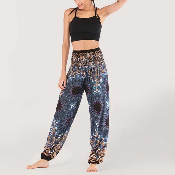 Olivenorma Mandala Snowflake Print Viscose Women's Elastic Waist Harem Pants - image 4