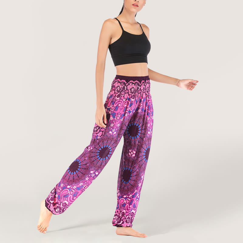 Olivenorma Mandala Snowflake Print Viscose Women's Elastic Waist Harem Pants - image 31