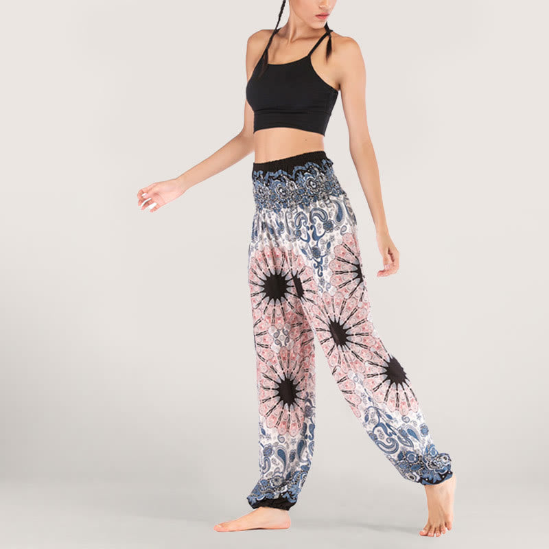 Olivenorma Mandala Snowflake Print Viscose Women's Elastic Waist Harem Pants - image 12