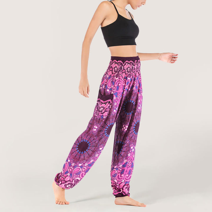 Olivenorma Mandala Snowflake Print Viscose Women's Elastic Waist Harem Pants - image 30
