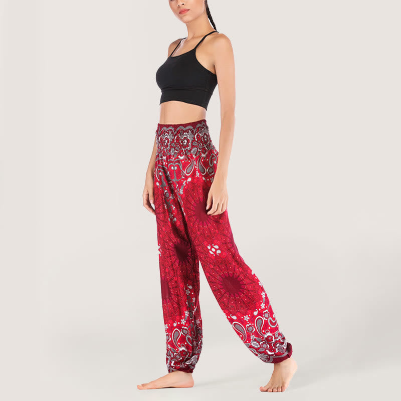 Olivenorma Mandala Snowflake Print Viscose Women's Elastic Waist Harem Pants - image 42