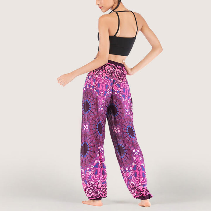 Olivenorma Mandala Snowflake Print Viscose Women's Elastic Waist Harem Pants - image 33