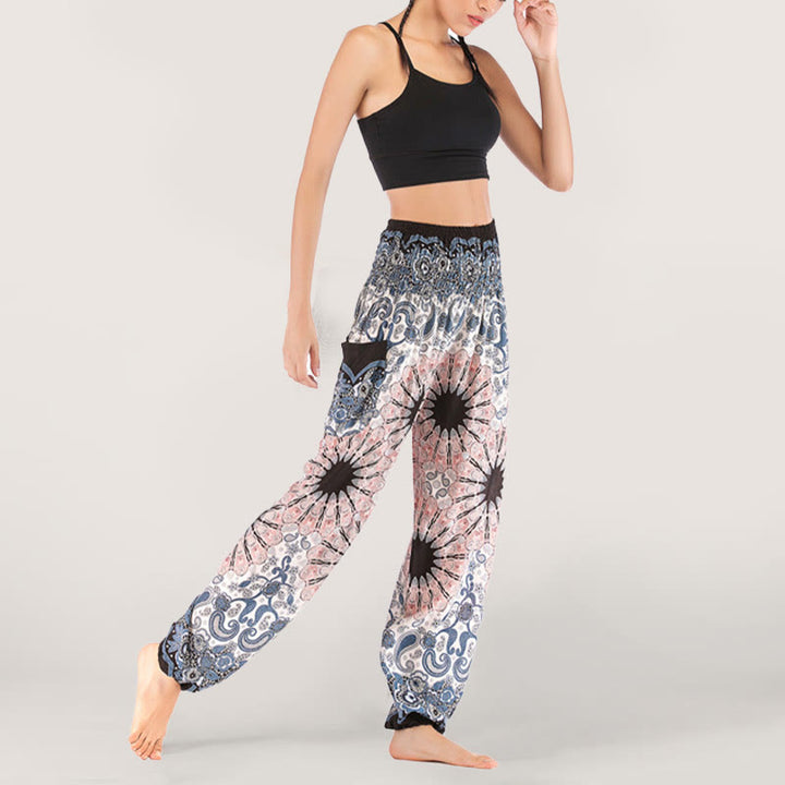 Olivenorma Mandala Snowflake Print Viscose Women's Elastic Waist Harem Pants - image 14