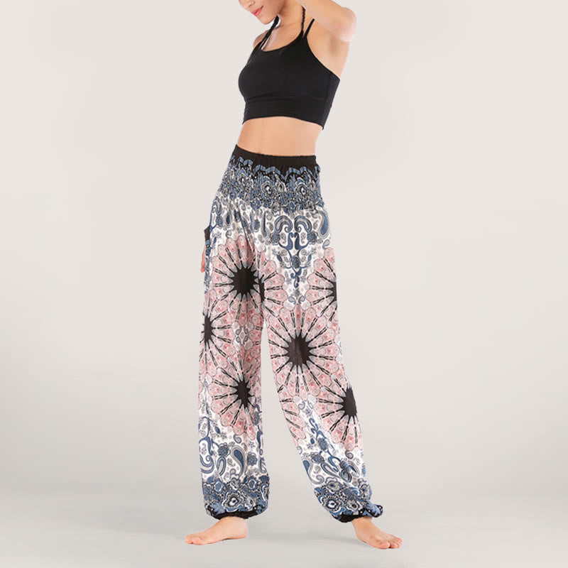 Olivenorma Mandala Snowflake Print Viscose Women's Elastic Waist Harem Pants - image 11