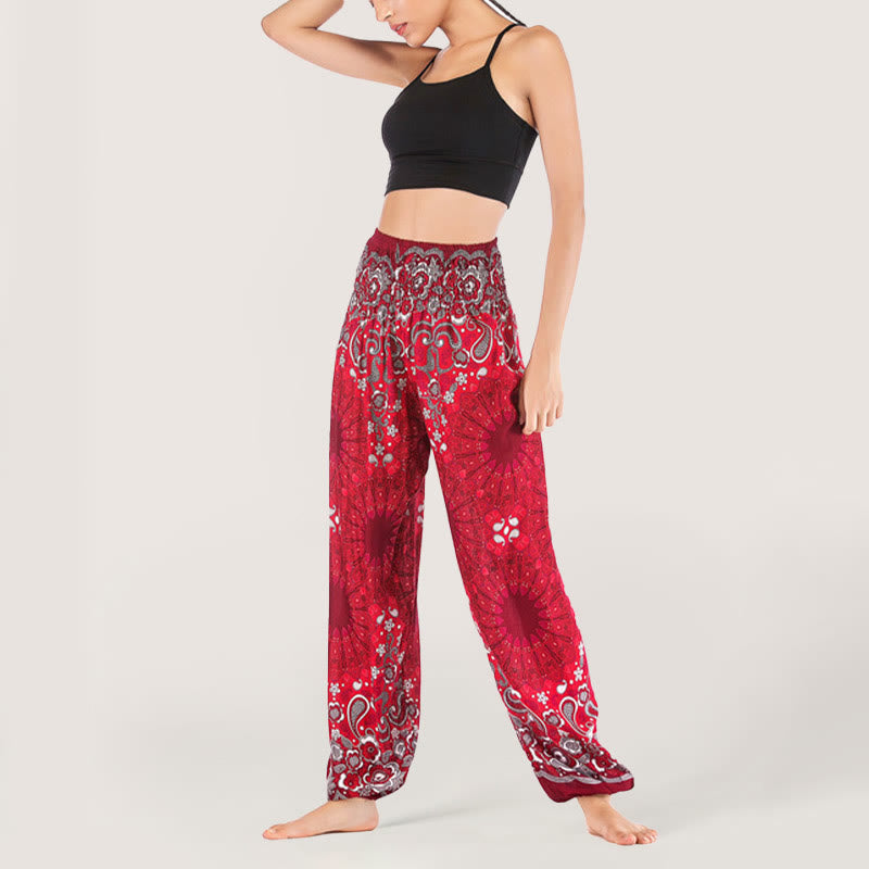 Olivenorma Mandala Snowflake Print Viscose Women's Elastic Waist Harem Pants - image 39