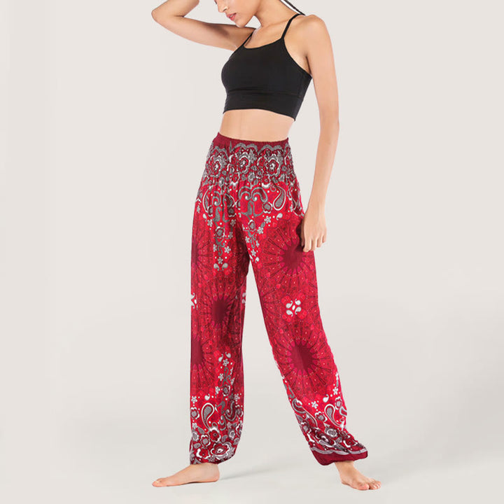Olivenorma Mandala Snowflake Print Viscose Women's Elastic Waist Harem Pants - image 39