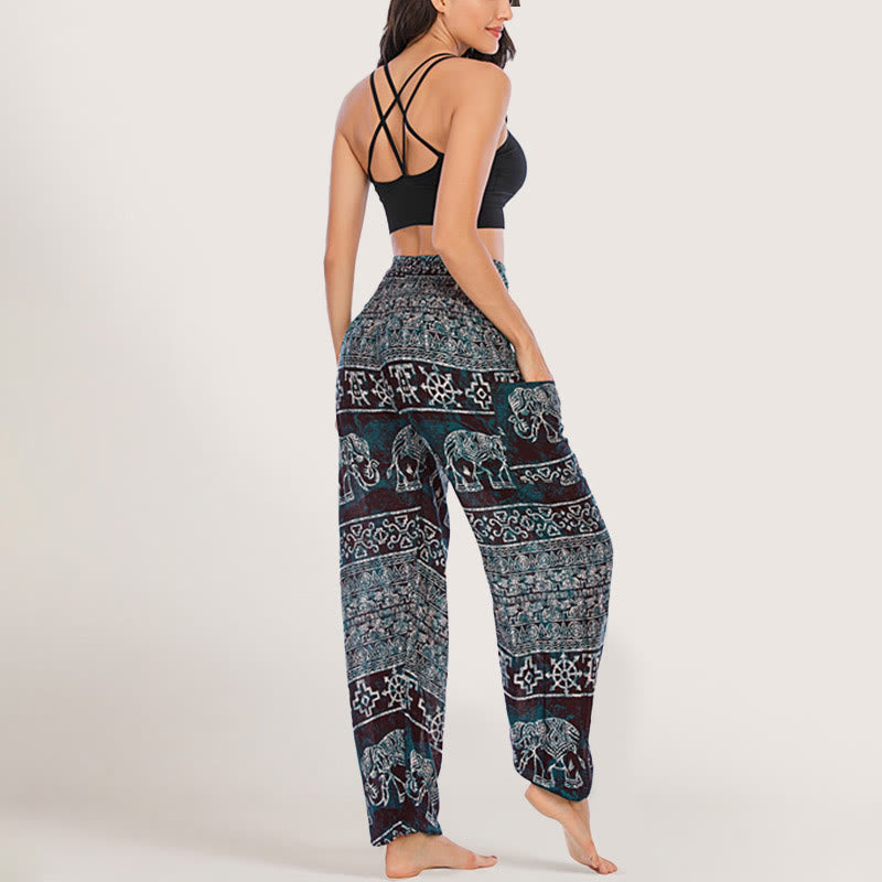 Olivenorma Elephant Yoga Pants Viscose Women's Elastic Waist Harem Pants - image 27