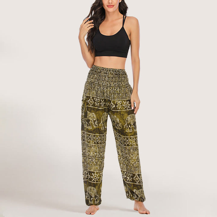 Olivenorma Elephant Yoga Pants Viscose Women's Elastic Waist Harem Pants - image 13