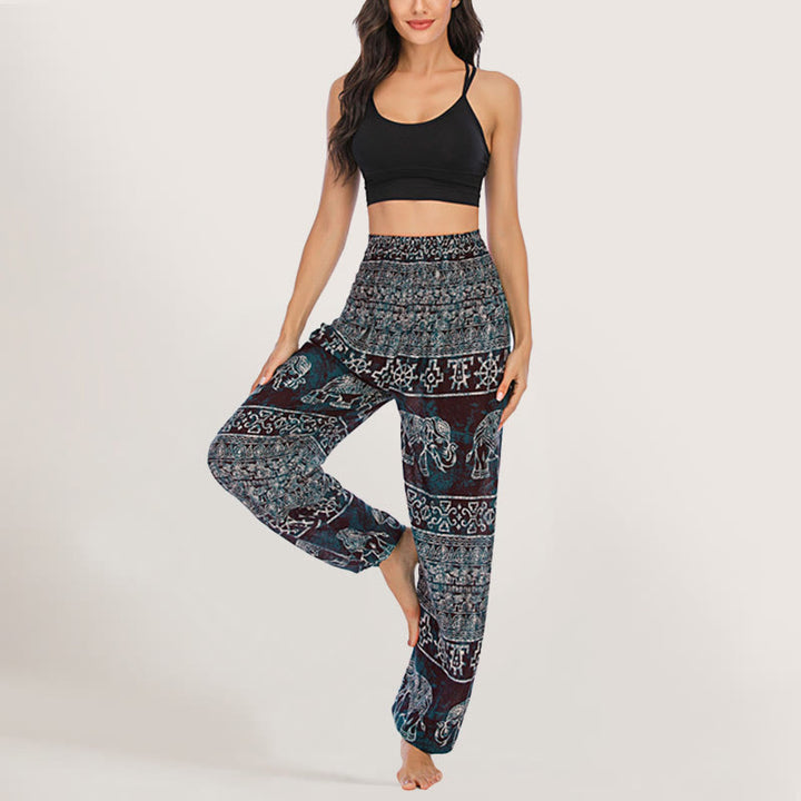 Olivenorma Elephant Yoga Pants Viscose Women's Elastic Waist Harem Pants - Black - image 24