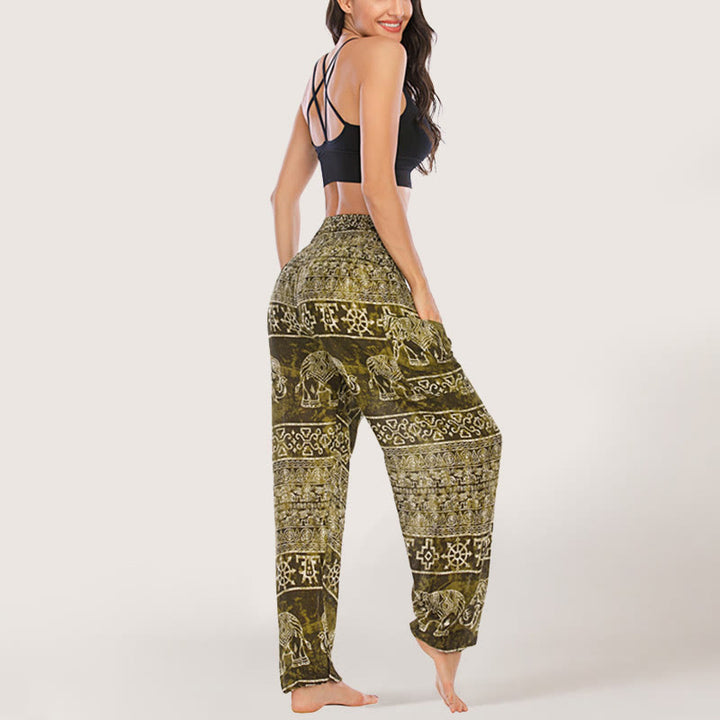 Olivenorma Elephant Yoga Pants Viscose Women's Elastic Waist Harem Pants - image 16