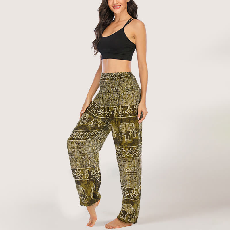 Olivenorma Elephant Yoga Pants Viscose Women's Elastic Waist Harem Pants - Yellow - image 12