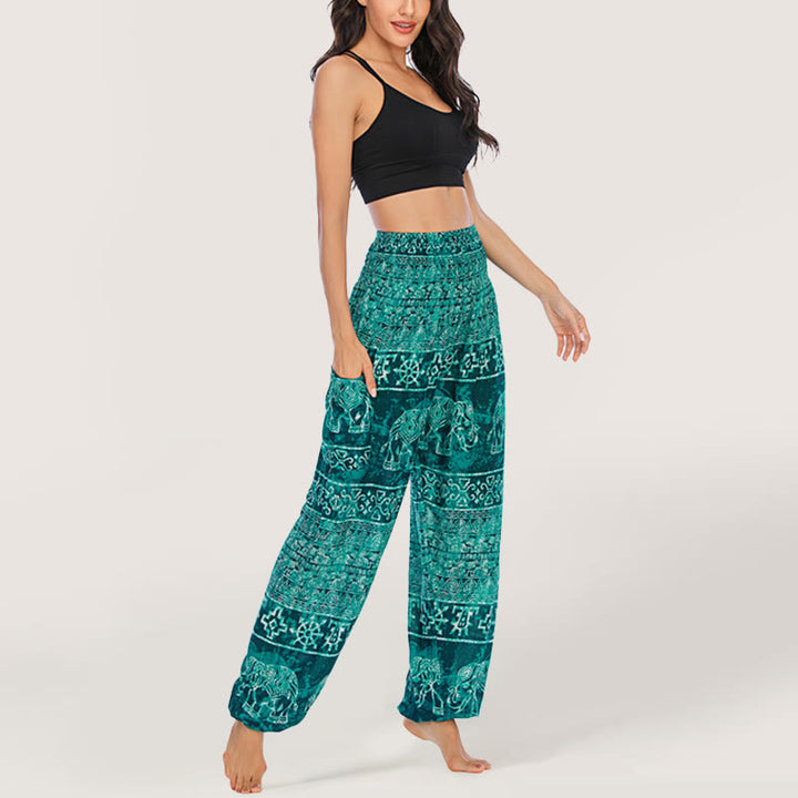 Olivenorma Elephant Yoga Pants Viscose Women's Elastic Waist Harem Pants - image 9