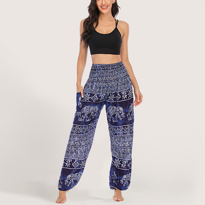 Olivenorma Elephant Yoga Pants Viscose Women's Elastic Waist Harem Pants - image 3