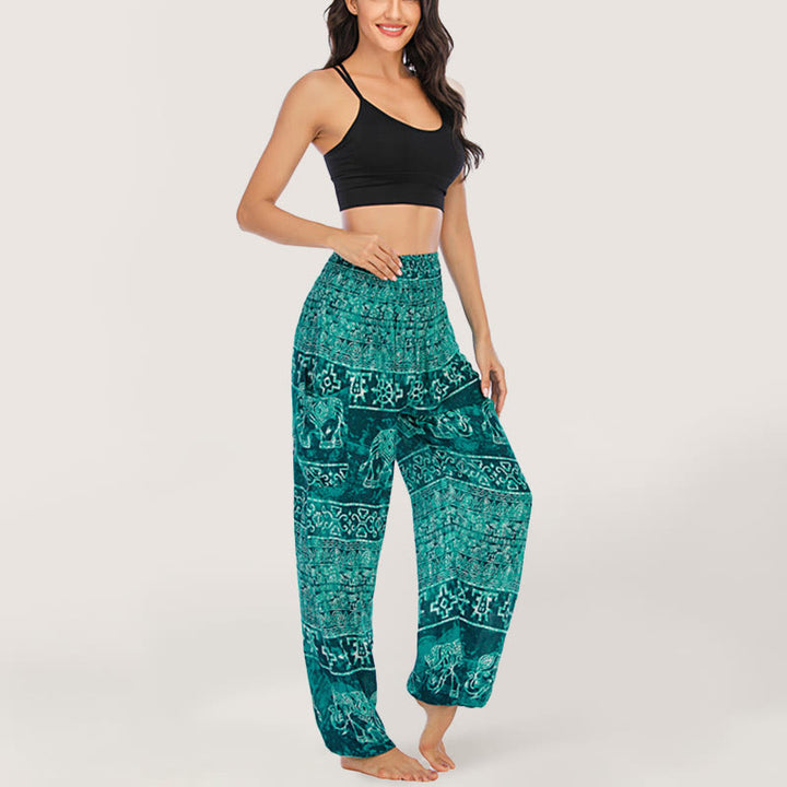 Olivenorma Elephant Yoga Pants Viscose Women's Elastic Waist Harem Pants - Green - image 6