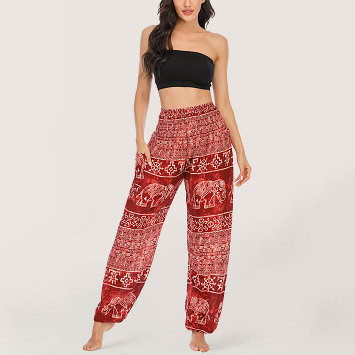Olivenorma Elephant Yoga Pants Viscose Women's Elastic Waist Harem Pants - image 20