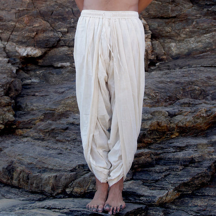 Olivenorma Plain Color Unisex Wild Drawstring Elastic Waist Pants with Pockets - image 2
