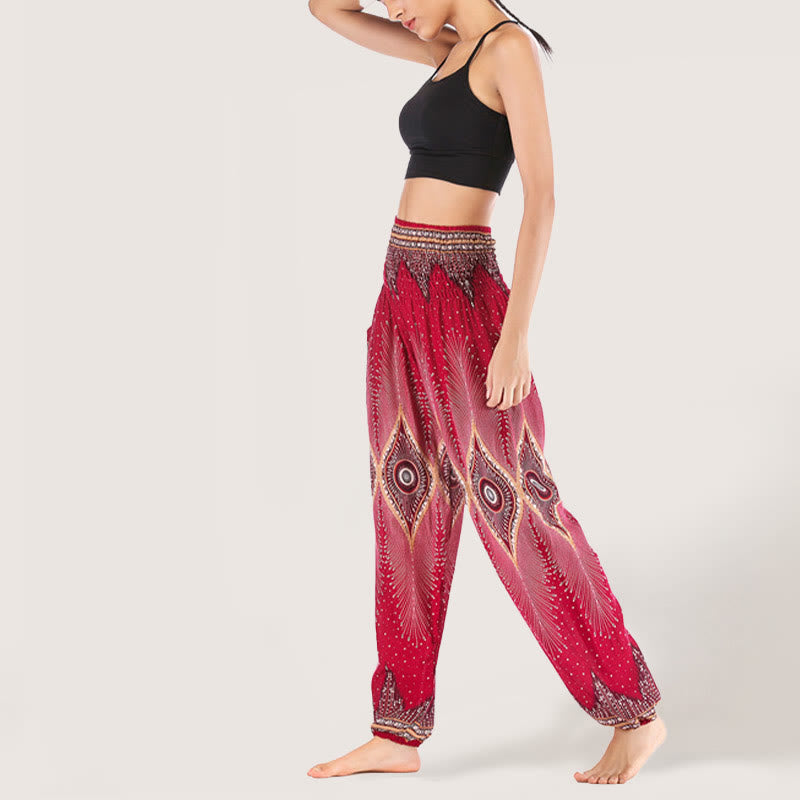 Olivenorma Boho Mandala Viscose Women's Elastic Waist Harem Pants - image 22