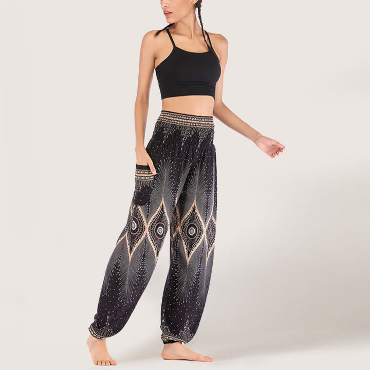 Olivenorma Boho Mandala Viscose Women's Elastic Waist Harem Pants - image 11