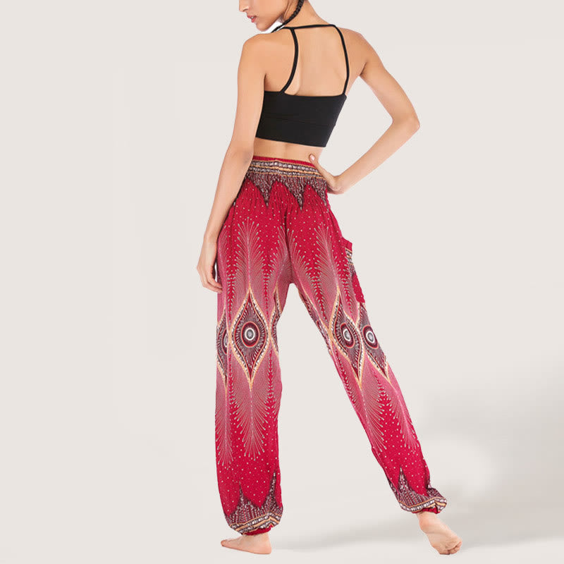 Olivenorma Boho Mandala Viscose Women's Elastic Waist Harem Pants - image 25