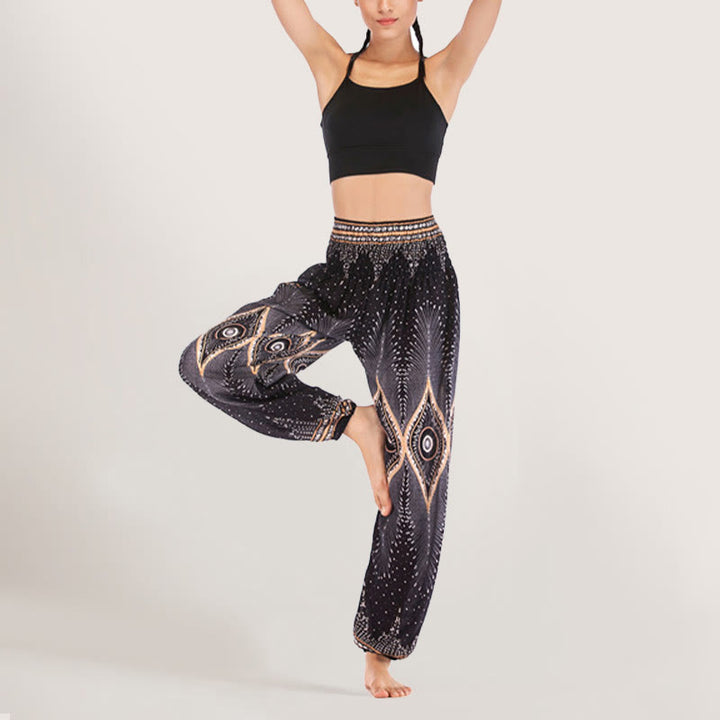 Olivenorma Boho Mandala Viscose Women's Elastic Waist Harem Pants - image 13