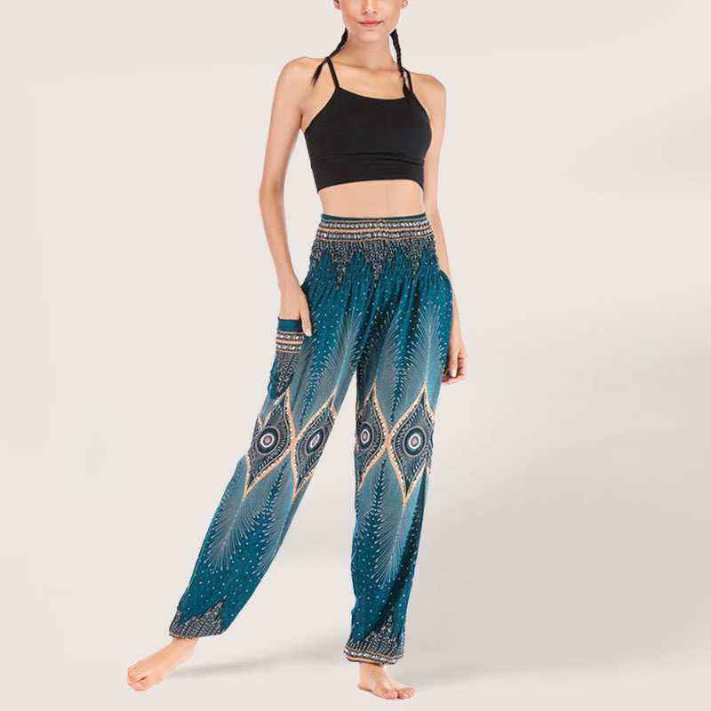 Olivenorma Boho Mandala Viscose Women's Elastic Waist Harem Pants - image 5