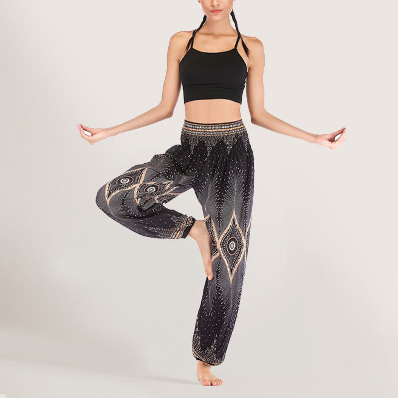 Olivenorma Boho Mandala Viscose Women's Elastic Waist Harem Pants - image 12