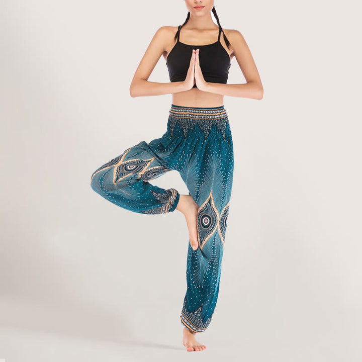 Olivenorma Boho Mandala Viscose Women's Elastic Waist Harem Pants - image 2