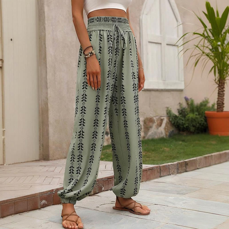 Olivenorma Flowy Print Harem Polyester Pants - image 1