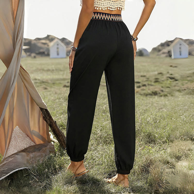 Olivenorma Bohemian Ethnic Black Harem Pants - image 1