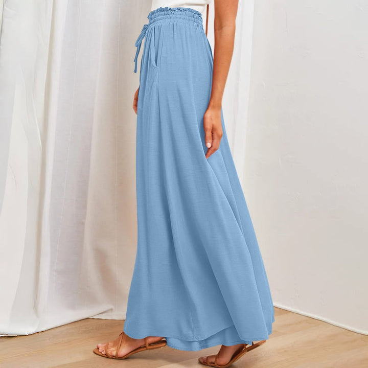 Olivenorma Plain Color High Waist Casual Loose Women's Palazzo Pants with Pockets - image 7