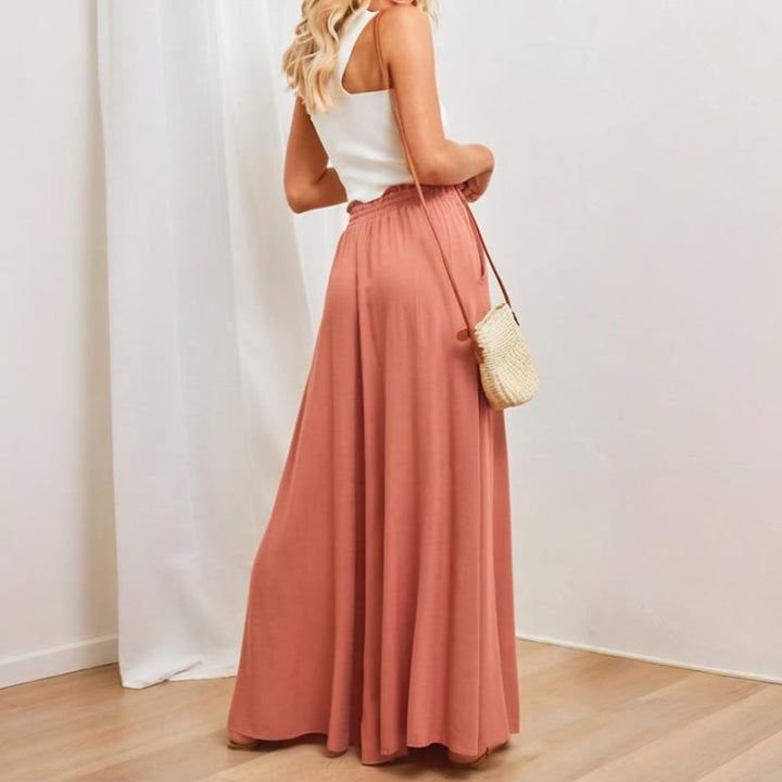 Olivenorma Plain Color High Waist Casual Loose Women's Palazzo Pants with Pockets - image 19